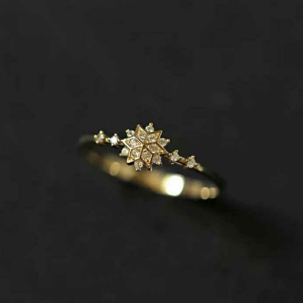 Gold Diamond Snowflake Ring - Picture 2 of 6